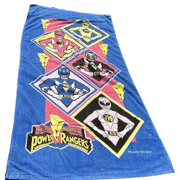 Mighty Morphin Power Rangers Vintage Beach Towel 1993 Swimming RARE - Picture 1 of 9